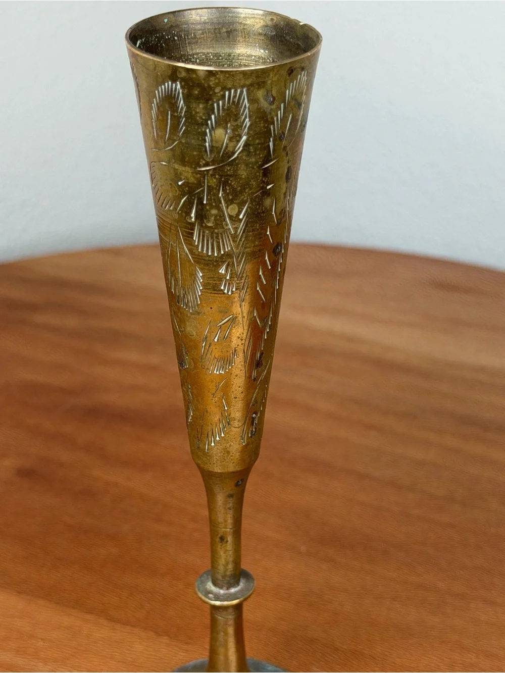 Vintage Solid Brass hand etched 6.5